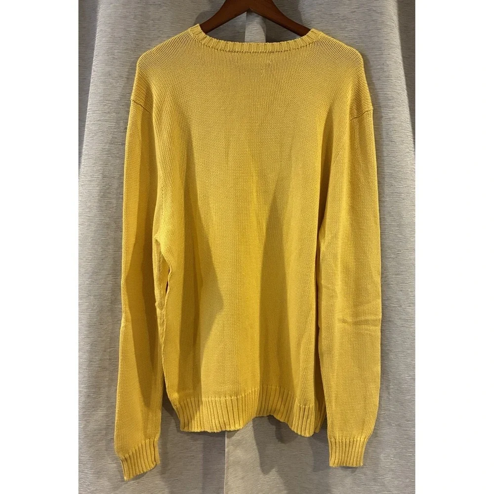 Polo Ralph‎ Lauren Sweater Men's XL Yellow Waffle Knit Pullover Vintage